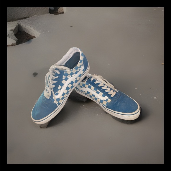 Vans Old Skool Ward Blue Checkerboard Sneakers 9.5 - Picture 3 of 8
